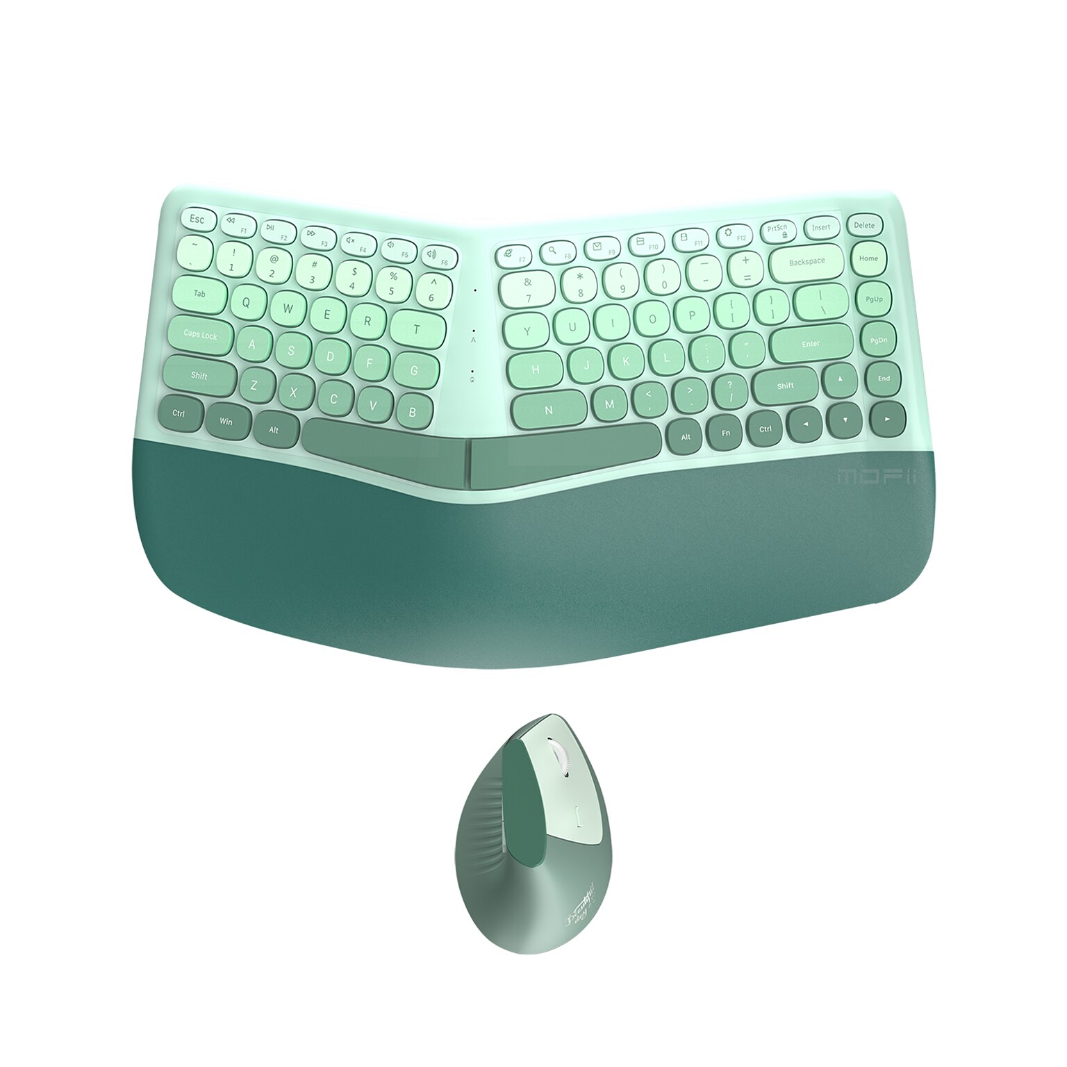 SaharaCase Split Ergonomic Wireless Keyboard and Mouse Combo, Green (KB26)