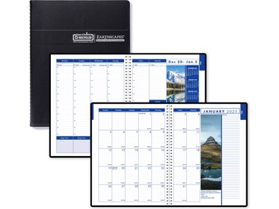 2025 House of Doolittle Earthscapes 8.5" x 11" Weekly & Monthly Planner, Leatherette Cover, Black (27302-25)