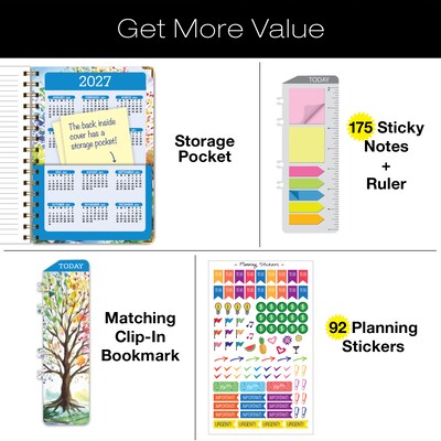 2026-2027 Excello Brands 5" x 8" Academic Weekly & Monthly Planner, Paperboard Cover, Tree Seasons (NAY27-58-20)