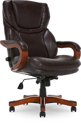 Serta Big and Tall Ergonomic Bonded Leather Big & Tall Chair, 350 lb. Capacity, Light Brown (43506A)