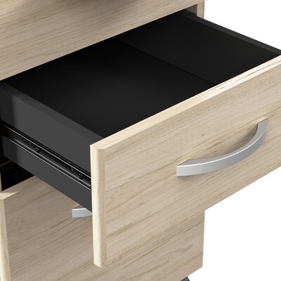 Bush Business Furniture Arrive 72"W Reception Desk with Shelf and Mobile File Cabinet, Natural Elm (ARV005NE)