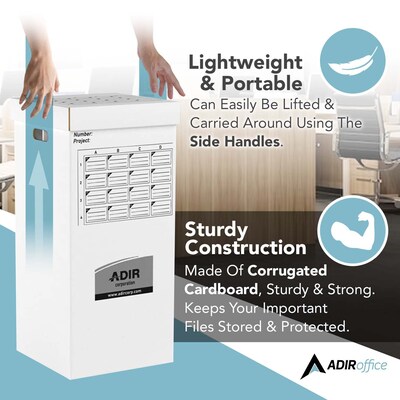 AdirOffice Paperboard File Cart, White (623-KIT1)