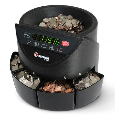 Cassida C100 Coin Sorter, 4 Compartments, Black (C100)