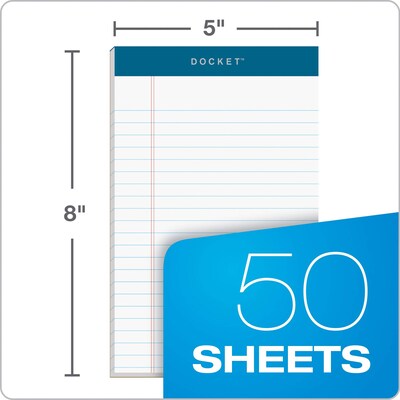 TOPS Docket Notepads, 5 x 8, Narrow Ruled, White, 50 Sheets/Pad, 12 Pads/Pack (TOP 63360)