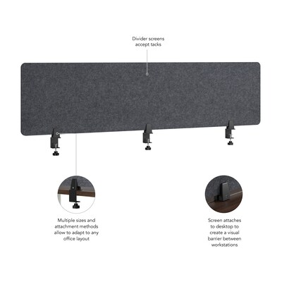 Bush Business Furniture Fabric Privacy Panel, 17.5"H x 70"W, Cool Charcoal (PSP170CL-03)