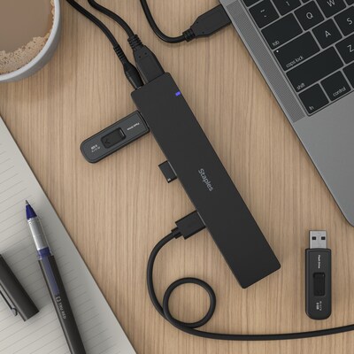 Staples TECH 7-Port USB 3.0 Hub, Black (ST62371)