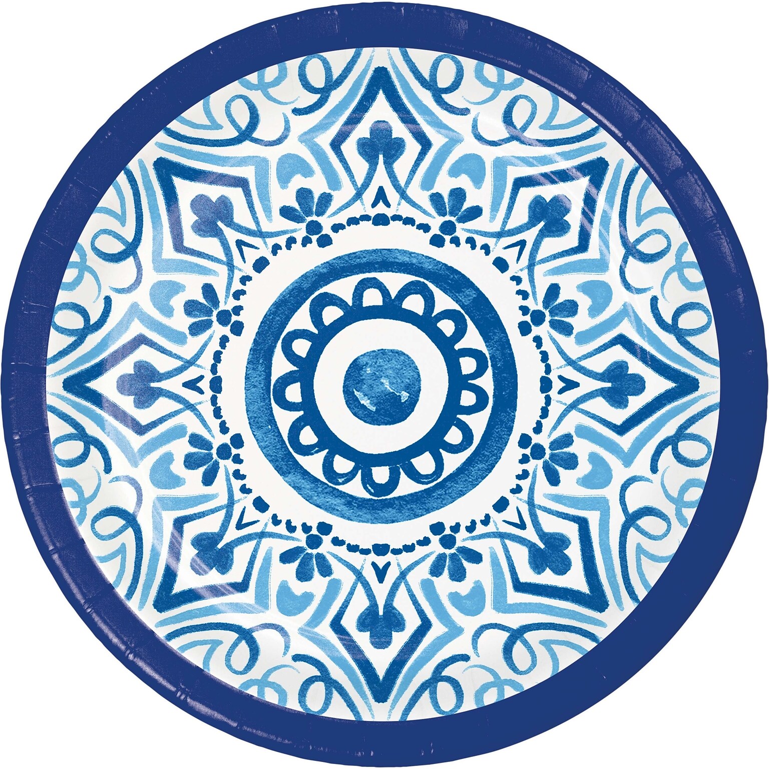 Creative Converting Blue Willow Dessert Paper Plates, Blue/White, 32/Pack (DTC365098BPLT)