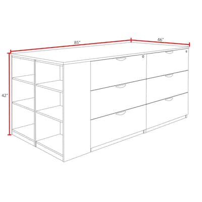 Regency Legacy Stand Up Lateral File Quad with Bookcase End, 42"H x 85"W x 46"D, Mahogany (LSLFQUAD8546MH)