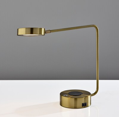 Adesso Viper Supercharger LED Desk Lamp, 15"H, Antique Brass (2615-21)