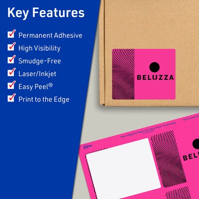 Avery Laser/Inkjet Rectangle Multipurpose Labels, 3 x 3.75, Neon Magenta, 480/Box (94248)