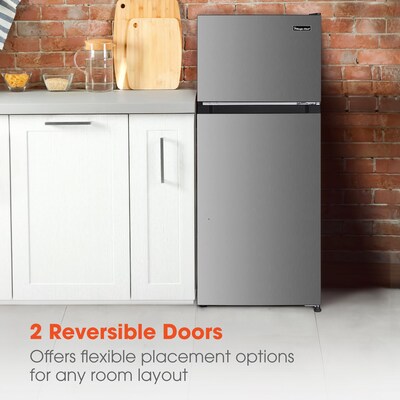 Magic Chef 4.5 Cu. Ft. Energy Star Mini Refrigerator with Freezer, Platinum Steel (HMDR45PS)