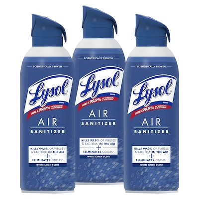 Lysol Air Sanitizer Spray, White Linen Scent, 10 Oz., 3/Pack