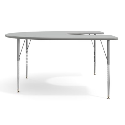 Flash Furniture Wren Horseshoe Activity Table, 66" x 60", Height Adjustable, Gray Top/Silver Frame (XUA6066HRSEGTA)
