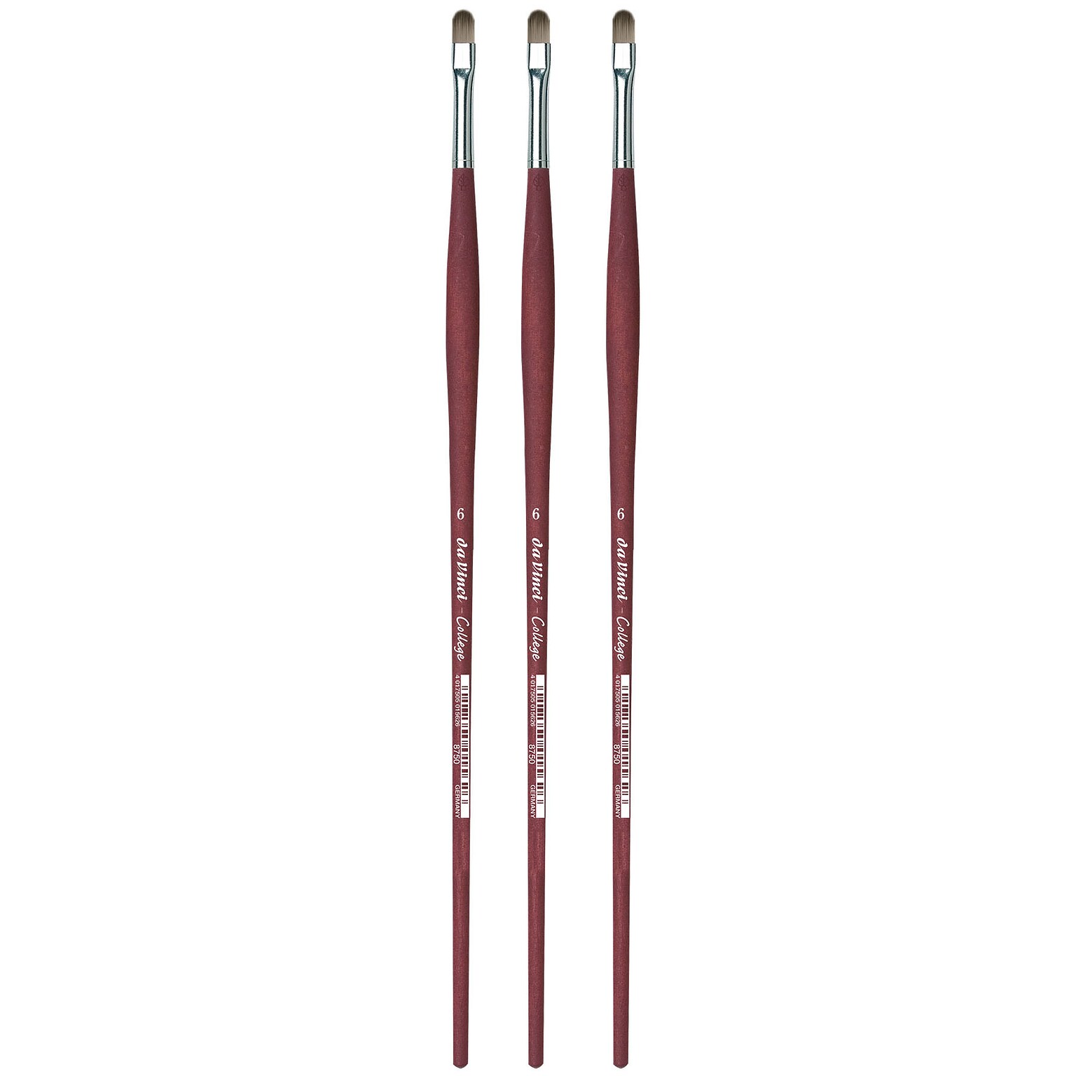 da Vinci COLLEGE Oil and Acrylic Synthetic Bristle, Filbert Brush, 3/Bundle (DVXVA87506-3)