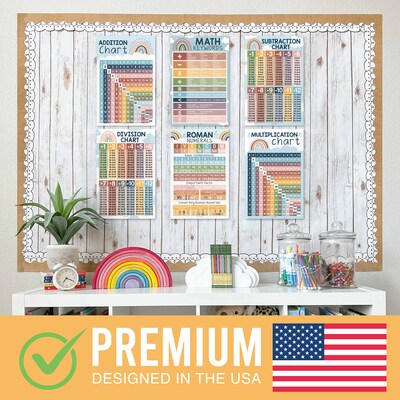 Hadley Designs 11" x 17" Boho Math Multiplication and Division Elementary Laminated Posters, 12/Set (HDDX004A2JPAV)