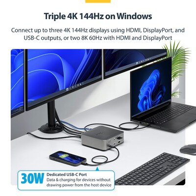 StarTech Universal Docking Station for Thunderbolt 5/4 and USB4 (Windows/macOS) Laptops, Gray (215N-TB5USB4DOCK)