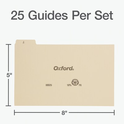 Oxford A-Z Index Card Guide Sets, 5 x 8, Manila, 25/PK (B8525)