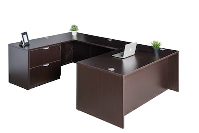 Boss Office Products 66 U-Shaped Desk with Lateral File, Mocha (GROUPA18-MOC)