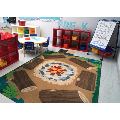 Joy Carpets Campfire Fun Nylon 7'8" x 10'9" Machine Tufted Rug, Multicolored (2015D)