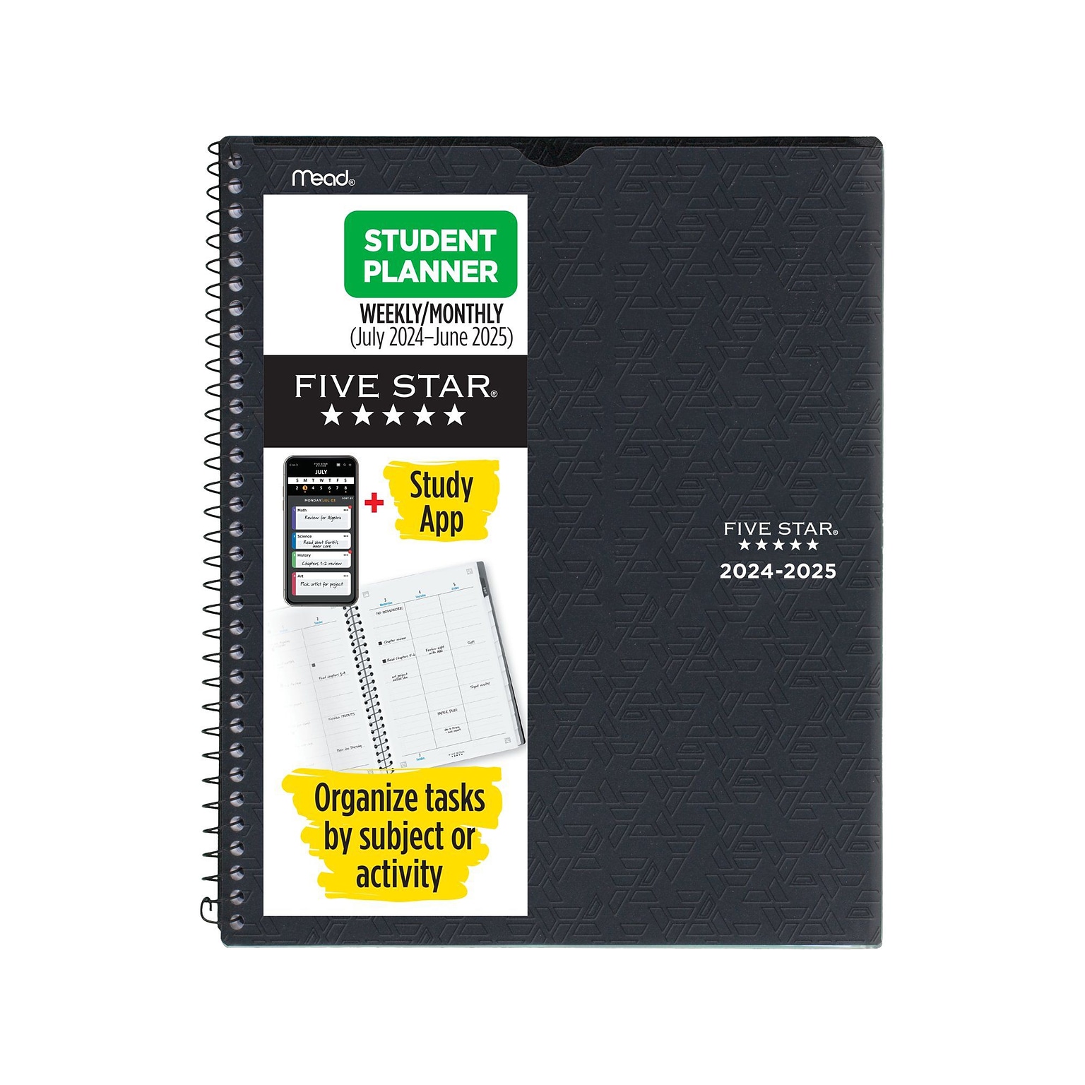 2024-2025 Five Star 8.5 x 11 Academic Weekly & Monthly Customizable Planner, Poly Cover, Assorted Colors (CAW651-00-25)