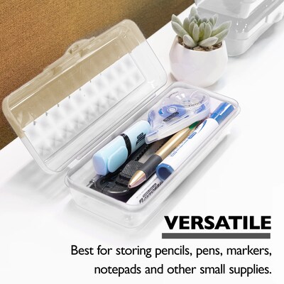 Bazic Plastic Latch Pencil Case, Clear, 12/Bundle (BAZ834-12)