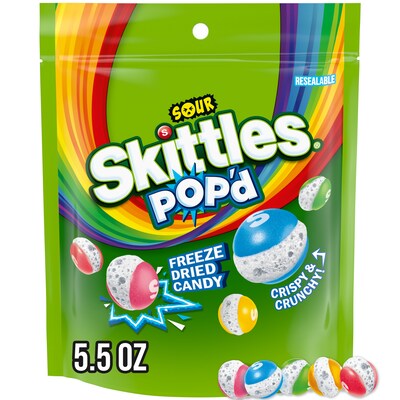 SKITTLES POPd Sour Freeze Dried Candy, Assorted Flavors, 5.5 oz. (471767)