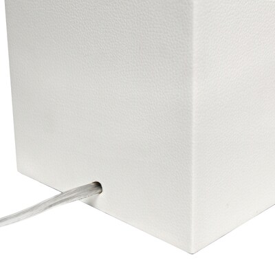 Lalia Home Lexington 21" Leather Base Modern Home Décor Bedside Table Lamp, White Rectangular Fabric Shade, White (LHT-3008-WH)