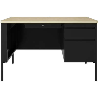Lorell Fortress Series 48" W Right-Pedestal Teachers Desk, Black (LLR03156)
