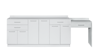 Viva Comfort 36 H x 72 W Exam Room Medical Cabinet with 24 W Right Side Desk, 6 Doors, 3 Drawers (90272-NS-GRY-AO)