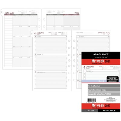 2027 AT-A-GLANCE 5.5 x 8.5 Weekly & Monthly Planner Refill, White/Gray (061-285Y-27)