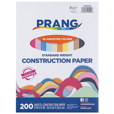 Prang 9 x 12 Construction Paper, Assorted Colors, 200 Sheets/Pack, 4 Packs/Bundle (PAC94450)