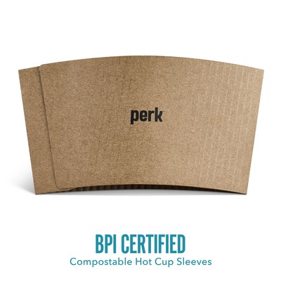 Perk™ Eco Paper Hot Cup Sleeves, Brown, 1000/Carton (PK56227CT)