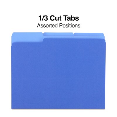 Staples File Folders, 1/3-Cut Tab, Letter Size, Blue, 100/Box (ST224527-CC)