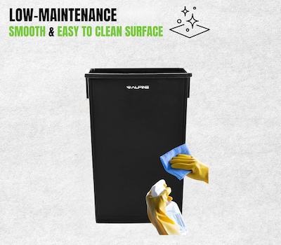 Alpine Industries Plastic Trash Can, 23 Gallon, Black, 2/Pack (ALP477-BLK-2PK)