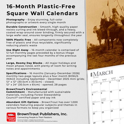 2026 BrownTrout Edward S. Curtis Portraits of Native Americans 12" x 12" Monthly Wall Calendar (9798330703074)
