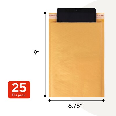Quill Brand® 6.75" x 9" Self-Seal Bubble Mailer, #0, 25/Carton (ST56645B)