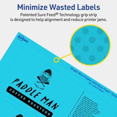 Avery Printable Rectangle Multipurpose Labels, 3" x 7", Bright Blue, 120/Pack (94250)
