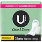 U by Kotex Security Regular Ultra thin Pad with Wings, Unscented, 36/Pack (53631)