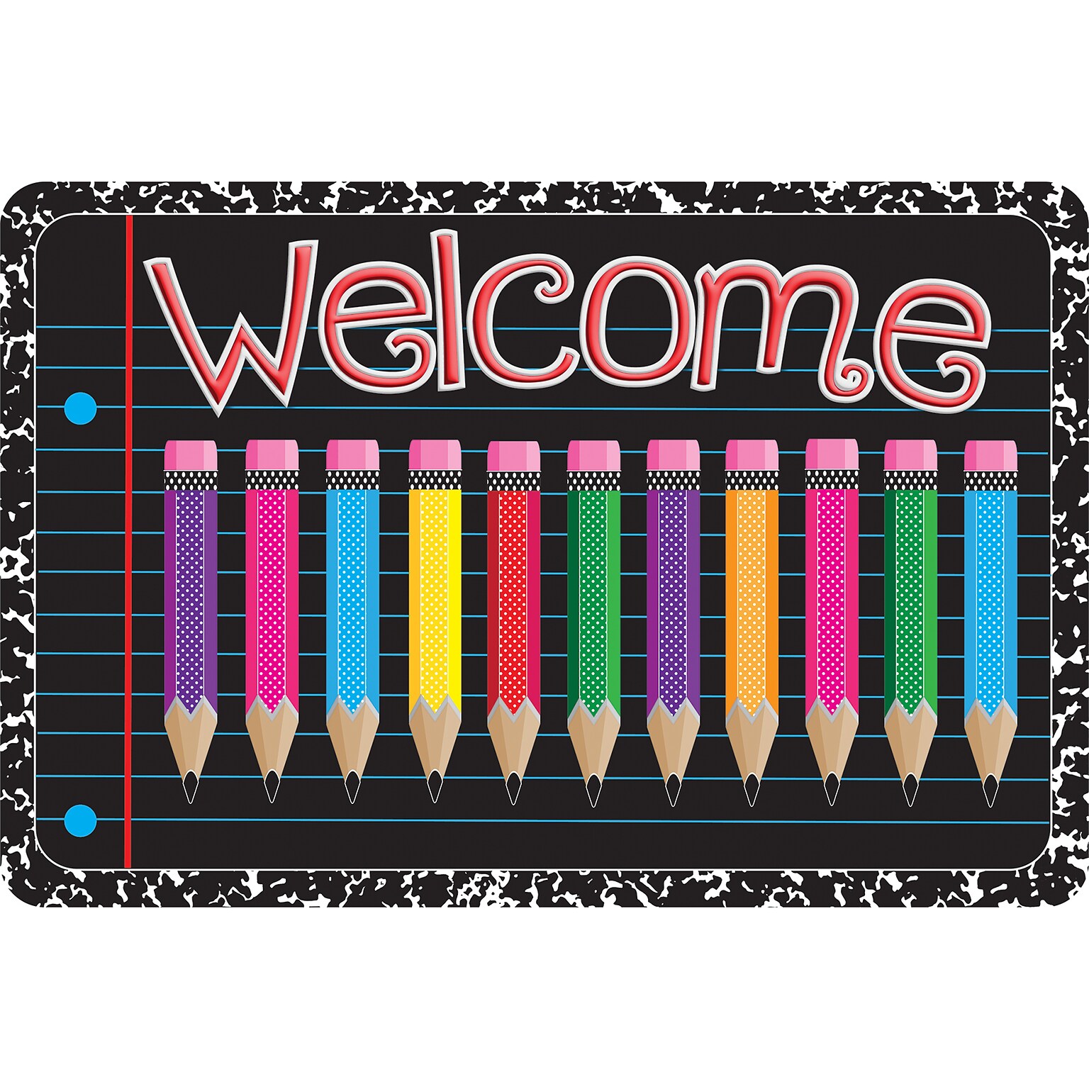 Ashley Productions The Original Fun Mat, Welcome Mat, 15.5 x 23.5, Colored Pencils Welcome (ASH91540)