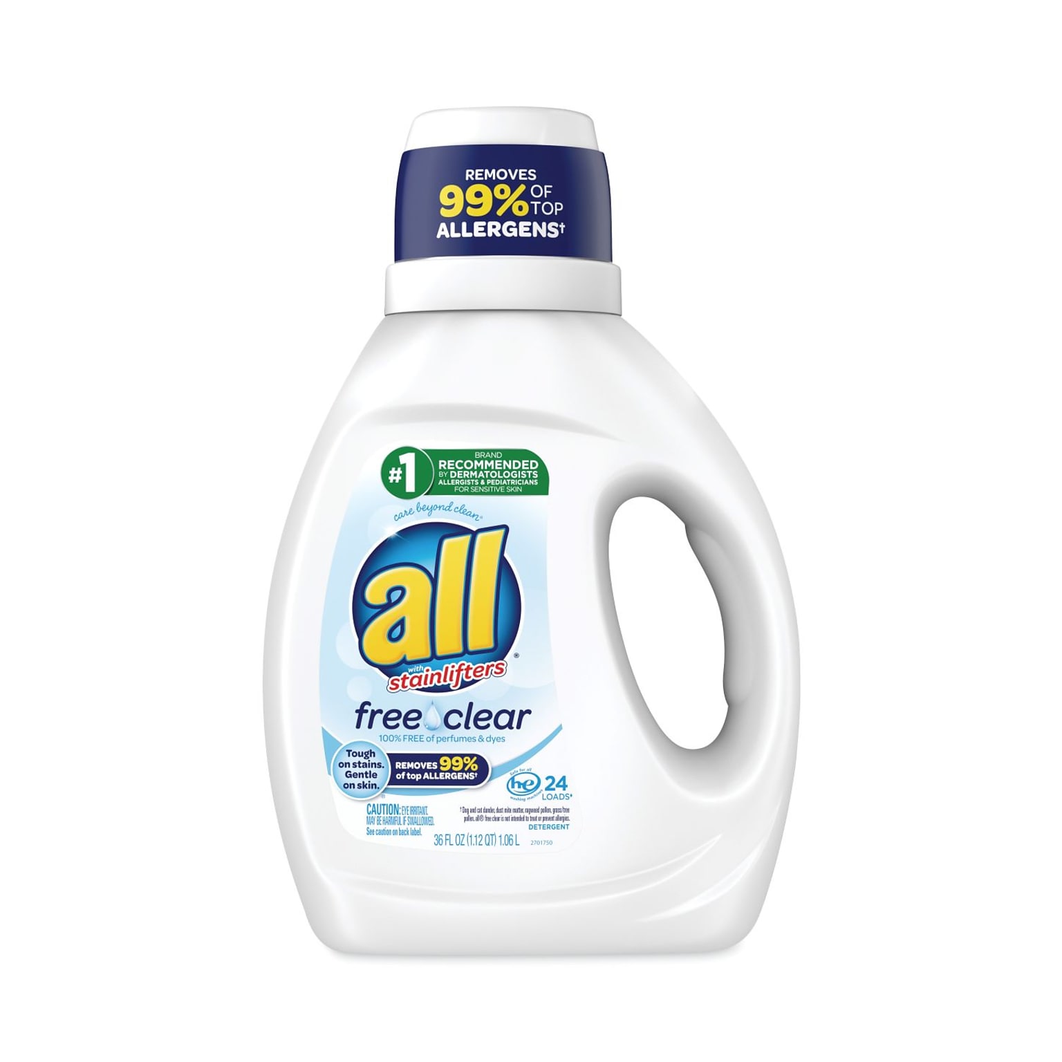All Ultra Free Clear Liquid Detergent, Unscented, 36 oz. Bottle, 6/Carton