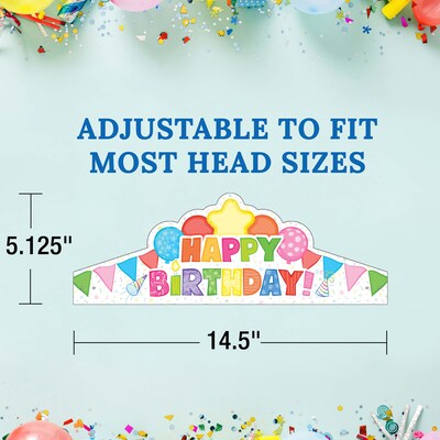 Carson Dellosa Education Happy Birthday Crowns, 14.5 x 5.12, Multicolored, 30/Pack (CD-101100)