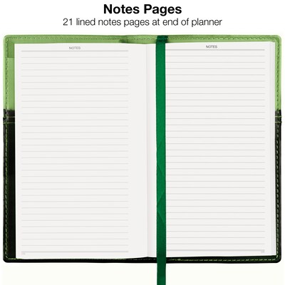 2027 Excello Brands 3.5" x 6" Weekly & Monthly Standard Planner, Paperboard Cover, Green/Black (PKT-CY27-GN-PEN)
