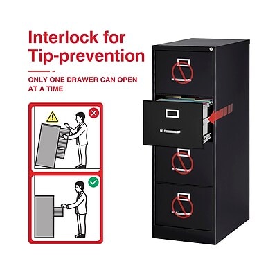 Quill Brand® Commercial 4 File Drawer Vertical File Cabinet, Locking, Black, Legal, 26.5D (13450D)