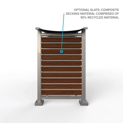 Preserve Outdoor Collaboration Glassboard, Charcoal Grey Awning, Walnut Decking, 104'' H x 62'' W x 178'' D (PSV3FGSSILGRYWL)