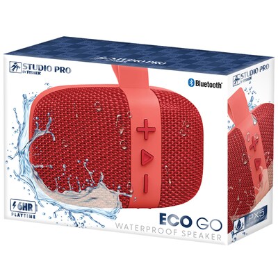 STUDIO PRO by FISHER ECO GO Wireless Bluetooth Portable Speaker with FM Radio, Waterproof, Red (SBT2