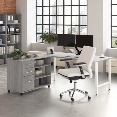 Bush Business Furniture Hustle 72W Computer Desk and Storage Cabinet with Drawers and Shelves, Plat