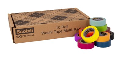 Scotch Expressions Washi Tape, .59 in" x 393 in yds., Assorted Colors, 10 Rolls/Pack (C317-10-SIOC)