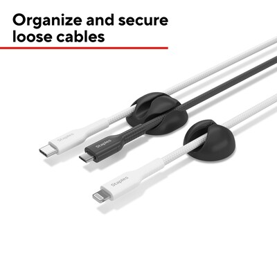 Staples TECH Cable Clips, Black, 16/Pack (ST62393)