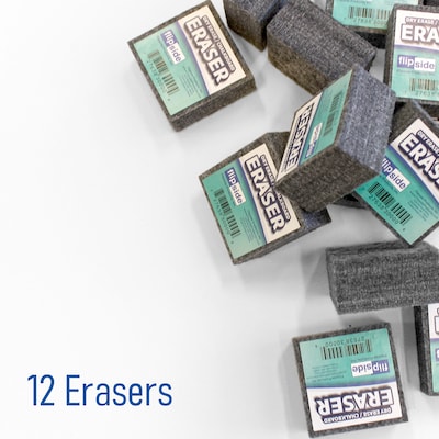 Flipside Dry-Erase Eraser, Gray, Dozen (30009)