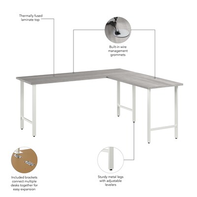 Bush Business Furniture Hustle 72"W L Shaped Computer Desk with Metal Legs, Platinum Gray (HUS002PG)